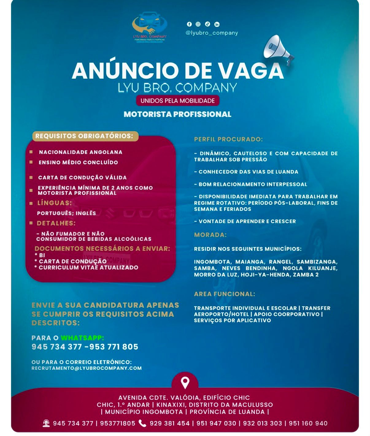 Anúncio original de Motorista Profissional
