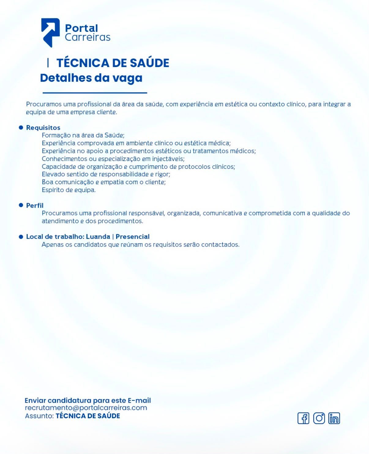 Anúncio original de Técnica de Saúde